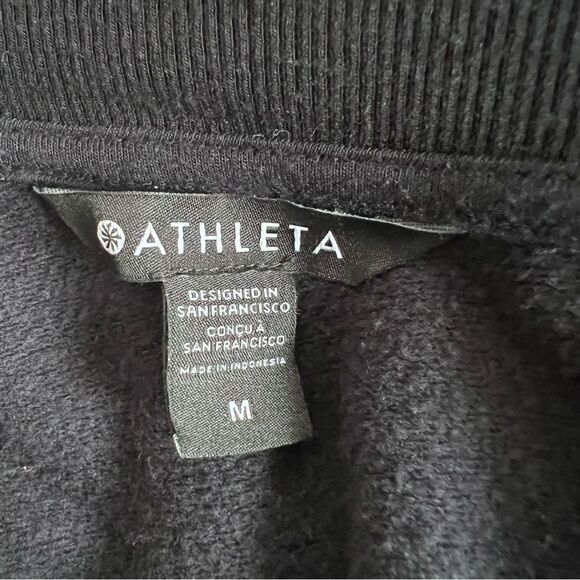 Athleta Half Button Crew Sweatshirt Black size M - Picture 3 of 4
